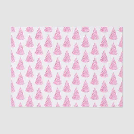 Papier Mousseline Aquarelle rose kitsch Motif d'arbre de Noël (Recto)