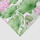 Papier Mousseline Aquarelle rose Lotus Fleurs avec grands Feuilles (Détail)