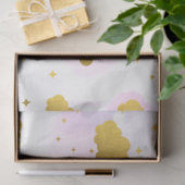 Papier Mousseline Aquarelle rose Nuages Gold Stars Sky (Cadeau)