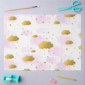 Papier Mousseline Aquarelle rose Nuages Gold Stars Sky (Artisanat)
