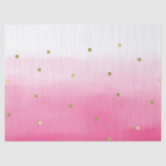 Papier Mousseline Aquarelle rose or Confetti Ombre (Recto)