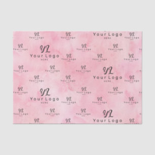 Papier Mousseline Aquarelle rose pâle Logo Emballage d'entreprise Ti