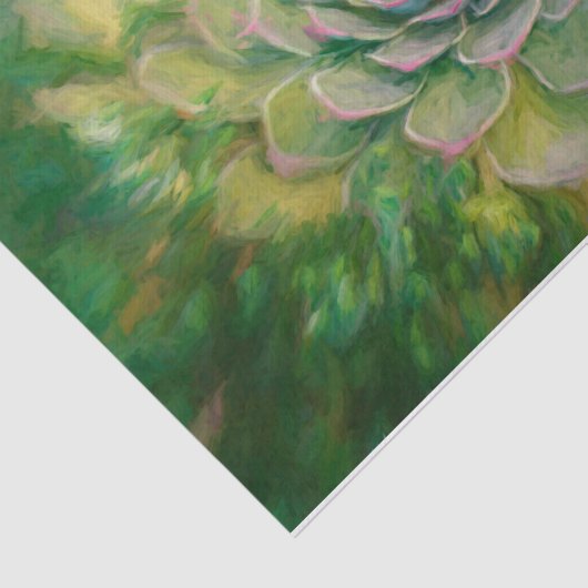 Papier Mousseline Aquarelle rose rose rustique Succulente (Détail)