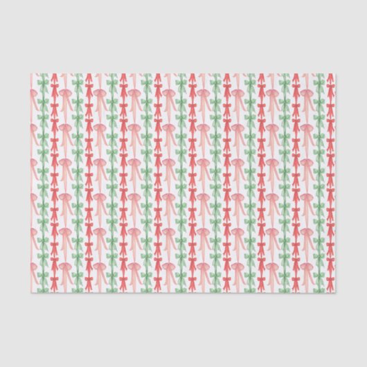 Papier Mousseline Aquarelle Rose, Rouge et Vert Coquette Vaches (Recto)
