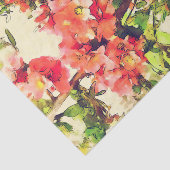 Papier Mousseline Aquarelle rose rouge Motif floral 1 (Détail)