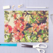 Papier Mousseline Aquarelle rose rouge Motif floral 1 (Artisanat)