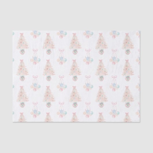 Papier Mousseline Aquarelle rose sapin de Noël Grille millénaire (Recto)