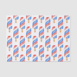 Papier Mousseline Aquarelle Rouge blanc et bleu Patriotique Popsicle