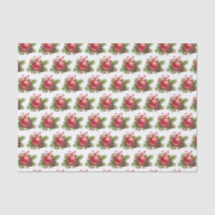 Papier Mousseline Aquarelle Rouge Boule Ornement Motif Noël