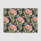 Papier Mousseline Aquarelle Rouge Floral Noir (Recto)