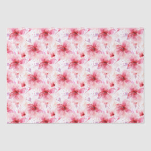Papier Mousseline Aquarelle Rouge rose Fleurs Ressort Motif Floral