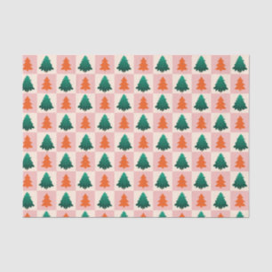 Papier Mousseline Aquarelle rouge vert Joyeux sapin de Noël motif