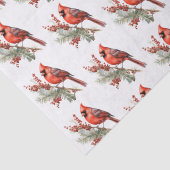 Papier Mousseline Aquarelle rustique Hiver Cardinal Holly Branche (Détail)
