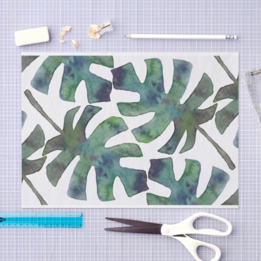 Papier Mousseline Aquarelle Rustique Palm Feuille Tropical (Artisanat)