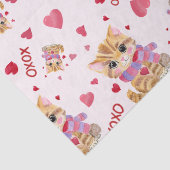 Papier Mousseline Aquarelle Saint Valentin Kitty XOXO Motif (Détail)