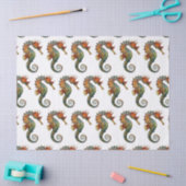 Papier Mousseline Aquarelle Seahorse Vert Orange Motif Découpage (Artisanat)