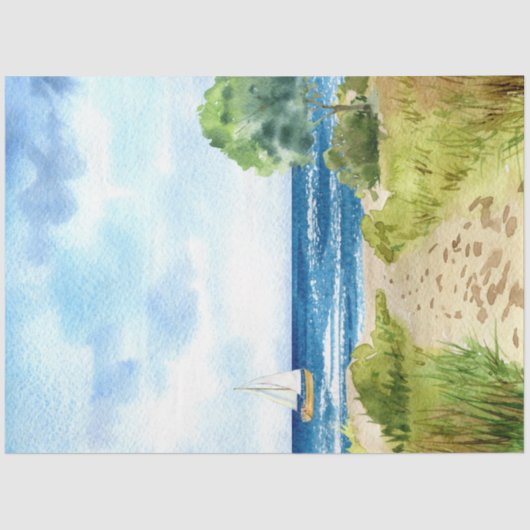 Papier Mousseline Aquarelle Seascapes Series Design 10 (Recto)