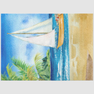 Papier Mousseline Aquarelle Seascapes Series Design 6