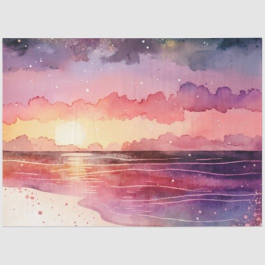 Papier Mousseline Aquarelle série coucher de soleil Design 13 (Recto)