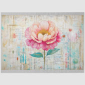 Papier Mousseline Aquarelle Shabby Chic Pink Peony S9 Découpage (Recto)