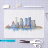 Papier Mousseline Aquarelle Skyline de Boston City | MA Boston moder (Artisanat)