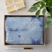 Papier Mousseline Aquarelle Snowflakes Marine Bleu et Blanc (Cadeau)