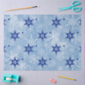 Papier Mousseline Aquarelle Snowflakes Marine Bleu et Blanc (Artisanat)