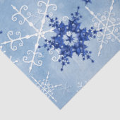 Papier Mousseline Aquarelle Snowflakes Marine Bleu et Blanc (Détail)
