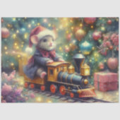 Papier Mousseline Aquarelle Souris de Noël équitation Train Découpag (Recto)