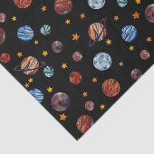 Papier Mousseline Aquarelle spatiale Planètes et étoiles (Détail)