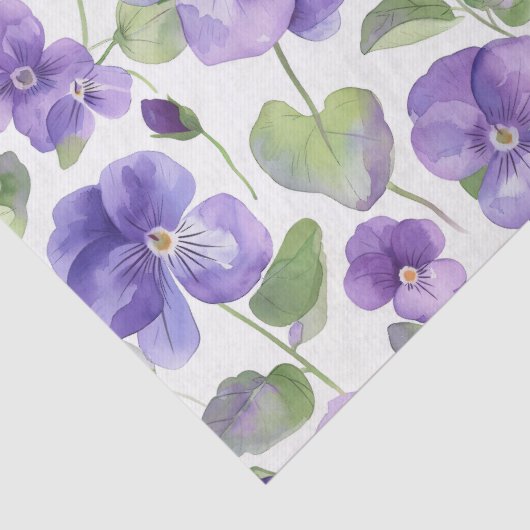 Papier Mousseline Aquarelle Style Pansy violet Type Fleurs (Détail)