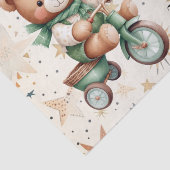 Papier Mousseline Aquarelle Teddy Bear Stars Vert Vélo Beau (Détail)