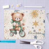 Papier Mousseline Aquarelle Teddy Bear Stars Vert Vélo Beau (Artisanat)