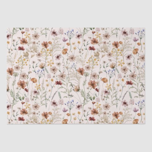 Papier Mousseline Aquarelle Tiny Bloom Boho Motif Floral (Recto)