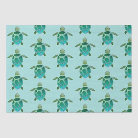 Papier Mousseline Aquarelle Tortues marines (Recto)