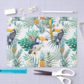 Papier Mousseline Aquarelle tropicale d'oiseau de perroquet d'ananas (Artisanat)