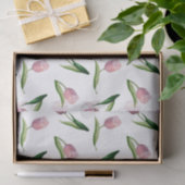 Papier Mousseline Aquarelle Tulipes roses Motif sans couture (Cadeau)