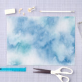 Papier Mousseline Aquarelle Turquoise bleue Abstraite (Artisanat)