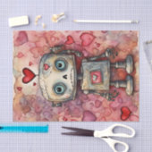 Papier Mousseline Aquarelle Valentines Jour Robot découpage papier (Artisanat)