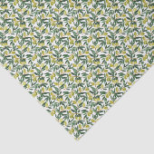 Papier Mousseline Aquarelle Vert Oliviers et Branches Motif (Détail)