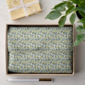 Papier Mousseline Aquarelle Vert Oliviers et Branches Motif (Cadeau)