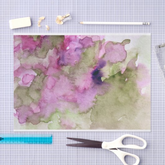 Papier Mousseline Aquarelle vert pourpre nature (Artisanat)