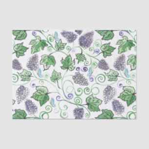 Papier Mousseline Aquarelle Vins et papillons de raisin noir