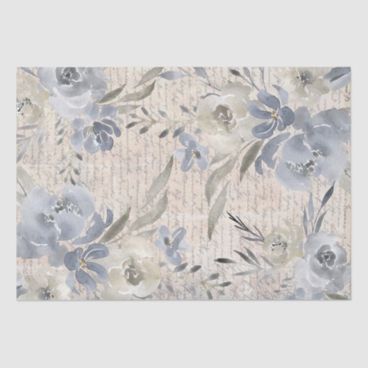 Papier Mousseline Aquarelle vintage décoration florale (Recto)