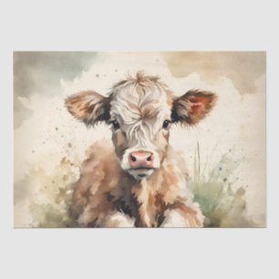 Papier Mousseline Aquarelle vintage Highland Calf découpage 10"x15"