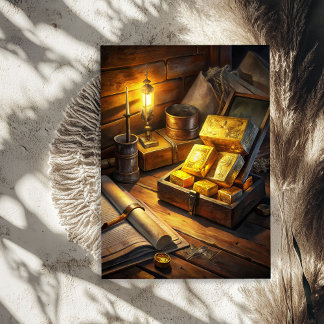 Papier Mousseline Aquarelle vintage poitrine d'or barres d'ouest sau