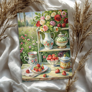 Papier Mousseline Aquarelle vintage shabby chic table à thé roses ro
