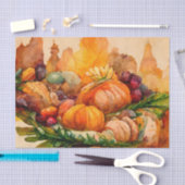 Papier Mousseline Aquarelle vintage Thanksgiving Citrouille Harvest (Artisanat)