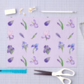 Papier Mousseline Aquarelle violet et fleur d'Iris bleu (Artisanat)