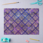 Papier Mousseline Aquarelle violet Motif avec Gold Damask (Artisanat)
